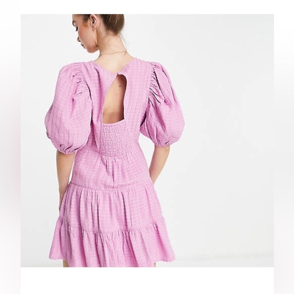 NWT!! French Connection Birch Gingham Tiered Dress in Summer Lavender - Picture 3 of 11